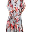 Lane Bryant  Tropical V Neck Brush Stroke Sleeveless Belted Dress Light Blue 24 Photo 2