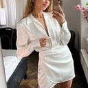 ZARA Satin Effect Mini Party Coctail Date Shower Wedding Night Out Long Sleeve dress Photo 3