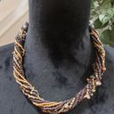 Coldwater Creek  Women's Gold & Brown Multilayer Round Twisted Beaded Necklace Photo 1