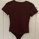 Aritzia Babaton Contour Crew Short Sleeve Thong Bodysuit Coffee Brown Small Photo 2