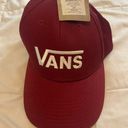 Vans Mens Maroon Classic Logo Flag Snapback Hat Baseball Cap Adjustable Fit NWT Photo 0