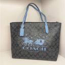 Coach  Zip Top Tote In Signature Canvas With Horse And Sleigh #CN 626 Photo 3