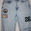 Arizona Jeans Arizona Juniors Jeans Size 7 High Rise Vintage Straight Stonewash Patched Trendy Photo 3