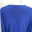 Coldwater Creek  Women's Wrap Drape Top Long Sleeve Shirt Layered Blue Large Photo 3