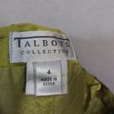 Talbots  Vintage  Silk /Linen Turquoise Gold Skirt Lined Pleated Side Zip Size 4 Photo 8