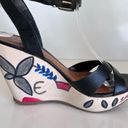 ALDO  Black Leather Doodle Artistic Wedges Photo 10