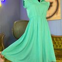 The Row Vintage Queens Mint Green Collared V Neckline Midi Dress Photo 3