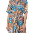The Bar Dodo Or Printed Nancy Dress in Orange & Blue Medium Womens Midi Retro Floral Photo 3