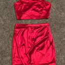 Windsor Red  2 Piece satin mini skirt and crop top set Photo 0