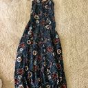 Abercrombie & Fitch Abercrombie Blue Floral Lace Up Back Maxi Full Dress Photo 1