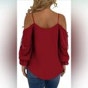 Yoins S Cold Shoulder Long Sleeve Tops for Women Lace-up Chiffon Casual Blouse Photo 1