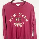 Treasure & Bond New  Maroon NYC Long Sleeve Crew Neck Graphic T-Shirt Sz Small Photo 1