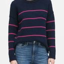 Banana Republic  Navy Blue w/ Pink Stripe Chunky Knit Oversized Sweater Sz Small Photo 0