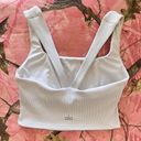 Alo Yoga white sports bra ribbed cross back Photo 0