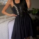 Angel Biba  Lace Up Panel Black Dress Photo 3