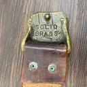 Vintage brown tooled leather western brass clasp belt Photo 2