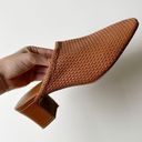 Oak + Fort  Woven Leather Heeled Mules Round Toe Cognac Tan Women's 8 Photo 0