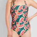 Modcloth NWOT  Ava One Piece Halter Swimsuit 2X Plus Orange Watermelon Photo 0