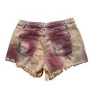 easel Fringe Hem Tie Dyed Cotton Jean Shorts, Sz L Photo 3