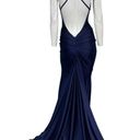 Jessica Angel  Ruched Open Back Evening Gown Style 636 Navy Blue Size XS NWT Photo 1