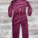 Juicy Couture  Wine Cranberry Velvet Velour Jumpsuit Bling Tracksuit One Piece Photo 12