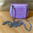 Coach  Silver/Metallic Lilac Morgan Card Case On A Chain #CP245 Photo 1