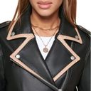 Levi's NWT Levi’s Faux Leather Black Moto Jacket Contrasting Trim Women’s Large $120 Photo 2