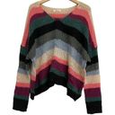 Elan  Sweater Pullover V Neck Stripe Multi Color Cozy Comfy Size Large Photo 0