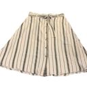 The Loft  Outlet White Gray Striped Button Through Midi Belted Skirt Size 4 EUC #6666 Photo 3