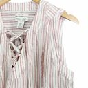 Rachel Zoe  100% Linen Sleeveless Tunic, Red & White Stripes, Women’s Size Large Photo 2