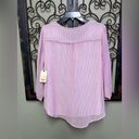 st. john's bay St. John’s Bay embroidered detail tie vneck pink/white pin striped blouse Photo 1