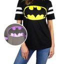 DC Comics Batman graphic logo T Shirt size XL (15/17) black purple varsity top Photo 0