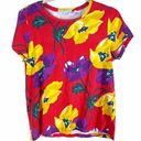 Draper James  Women's Red Floral T-Shirt‎ Sz Small Bold Bright Preppy Photo 0