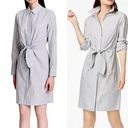 Calvin Klein  tie front gray striped shirt dress size 8 career office Photo 1