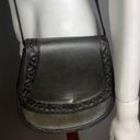 Lucky Brand  saddle shoulder bag tooled detailing Mexican dark gray leather Photo 0