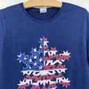 Krass&co Port &  LARGE Womens Blue American Snowflake Christmas Tee Shirt T-Shirt Photo 2