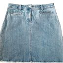 Talbots  Blue Raw Fringe Hem Stretch Modest Western Classic Denim Jean Skirt Photo 0