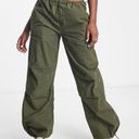 Stradivarius STR Green Parachute Wide Leg Straight Drawsting Pants Baggy Slouchy Army Olive S Photo 0