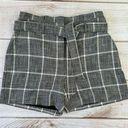 White House | Black Market  WHBM Luxe Gray Plaid 5” Short High Waisted Belted 6P Photo 0