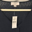 Loft NWT  navy short sleeve button up cardigan with lace shoulder detail size L Photo 2