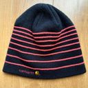 Carhartt Women’s Navy Blue and Orange Striped Beanie, One Size Photo 0