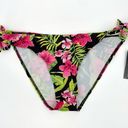 NEW Kechika Floral Bikini Bottoms Side Tie Black Hot Pink Hibiscus Green Size 12 Photo 0