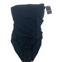 DKNY  Bandeau Black Ruffle Slimming One-Piece Swimsuit NWT 10 Photo 0