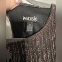 Kensie  Black and Bronze Metallic Smocked Midi Dress Photo 5