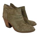 Loeffler Randall  Ankle Booties 9 Khaki Green Gray Suede‎ Leather Stacked Heel Photo 0