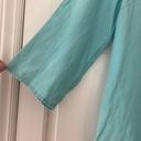 Carole Little  Linen Blue Beaded Three Quarter Sleeve Blouse Size Large Photo 1