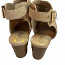 Unisa  Booties Shoes Sz 9 Tan Beige Faux Suede Heels Open Toe Slingback Sandal Photo 2