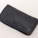 Vera Pelle Designer Italian  Wallet Black Woven Style Photo 1