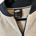 Nike Wolf Sherpa Varsity bomber Jacket Size M cabin athleisure grandpa school Photo 1