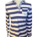 Tommy Hilfiger  Vintage Women's Long Sleeve Blue Stripe Half Buttoned Shirt Size Photo 0